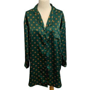 Vintage Victorias Secret Gold Label Womens Sleep Shirt Logo Crest Medium